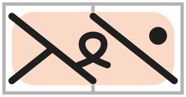 Symbole de torsade 1/1 LPT, croisement vers la gauche avec une maille envers et une maille torse