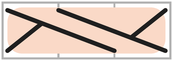 Symbole de torsade 1/2 MCG, croisement vers la gauche sur 3 mailles