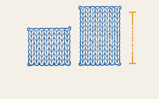 Two gauge swatches with different heights