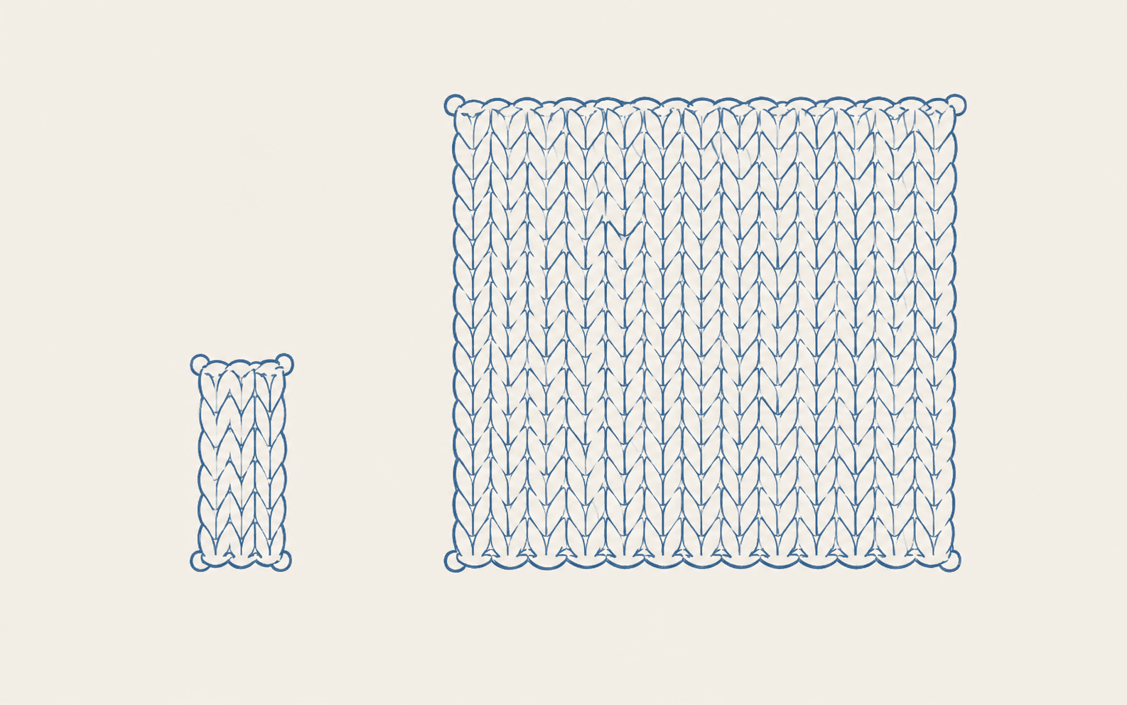 Comparison between a swatch that is too small and a large enough swatch
